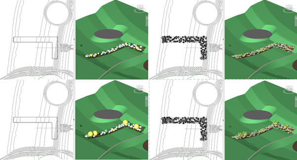 Area Planting Herbaceous Shrub Mix aged over time